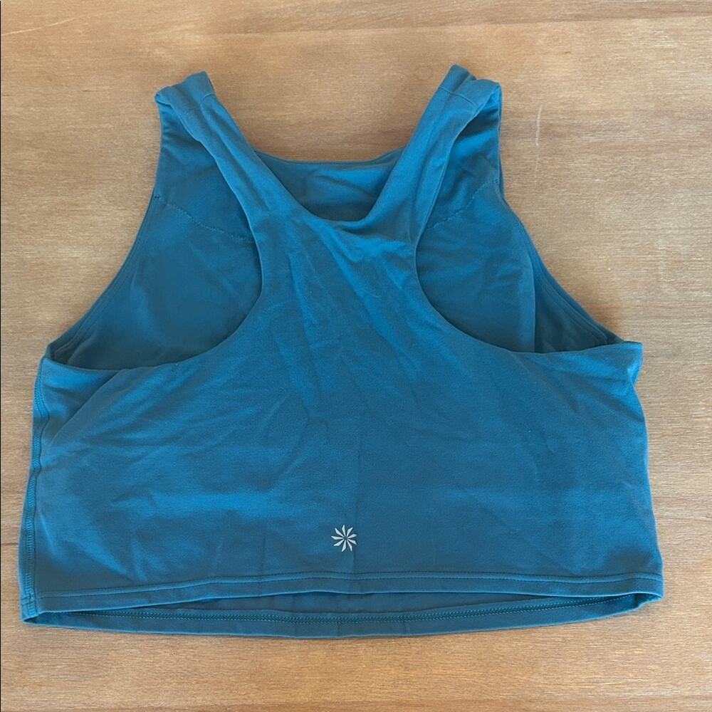 Athleta Blue Activewear high neck cropped Top Sports Bra Small